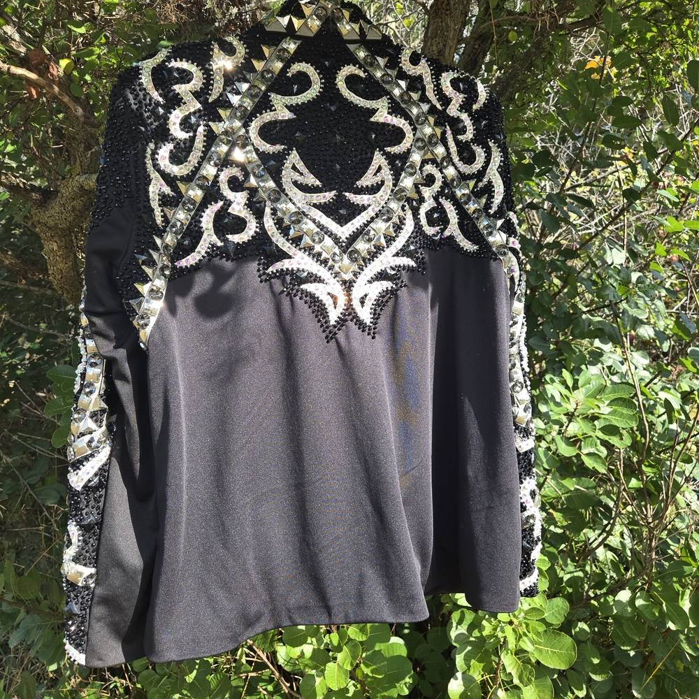 Black and Silver Front Zip Show Jacket